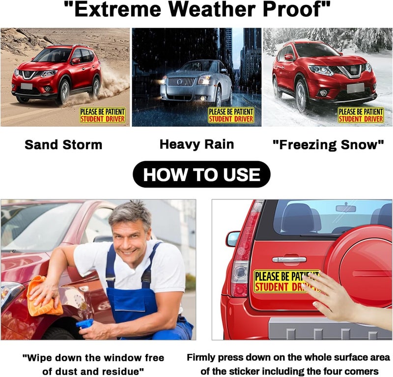 psler Student Driver Magnet for Car, be Patient Student Driver Magnet Boys and Girls New Student Driver Sticker Safety Warning Reflective Signs Reusable Movable 4 Pcs - Image 4